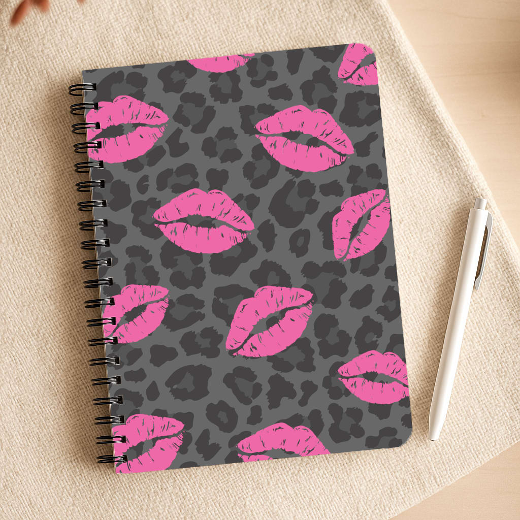 Pink Lipstick Cheetah Print Notepad