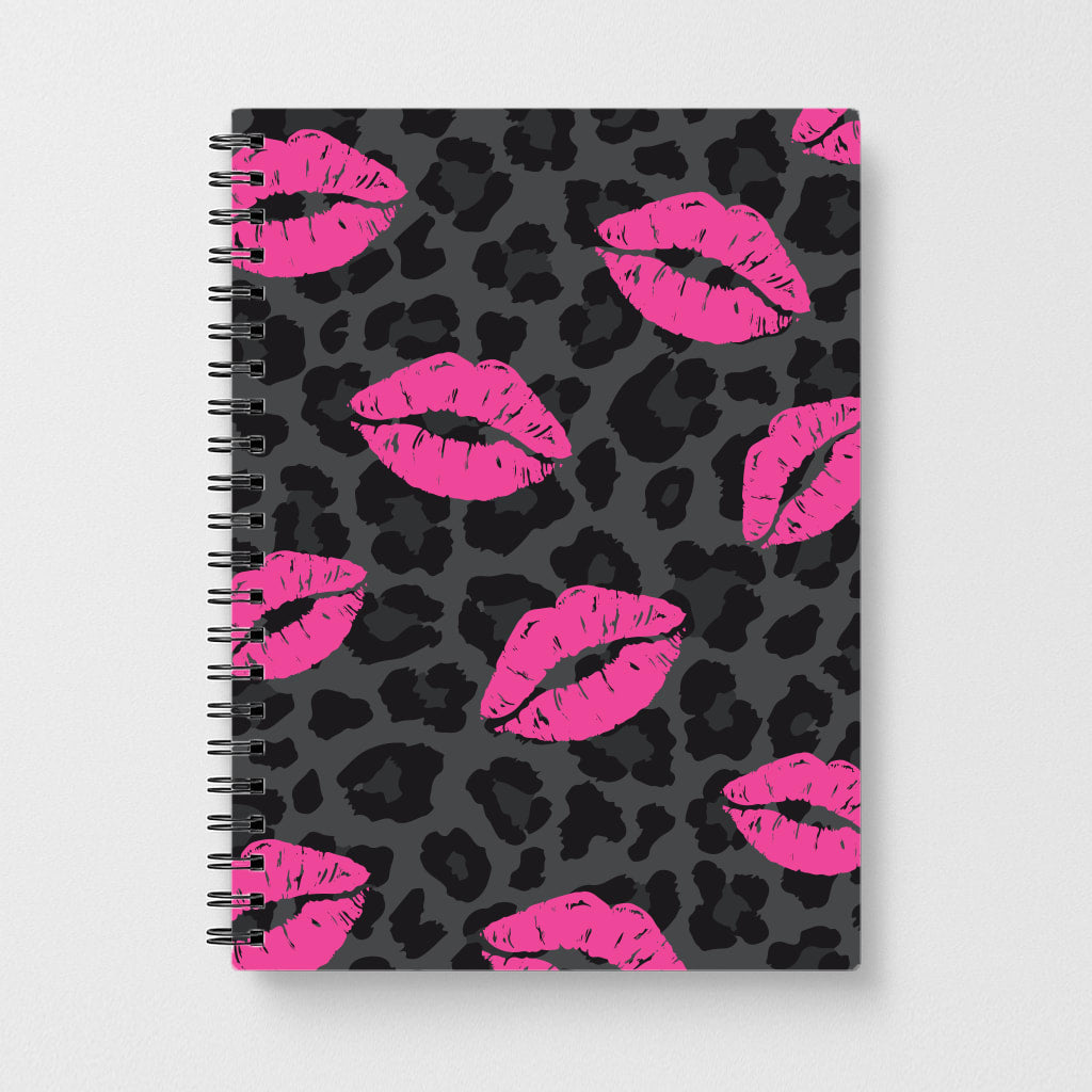 Pink Lipstick Cheetah Print Notebook