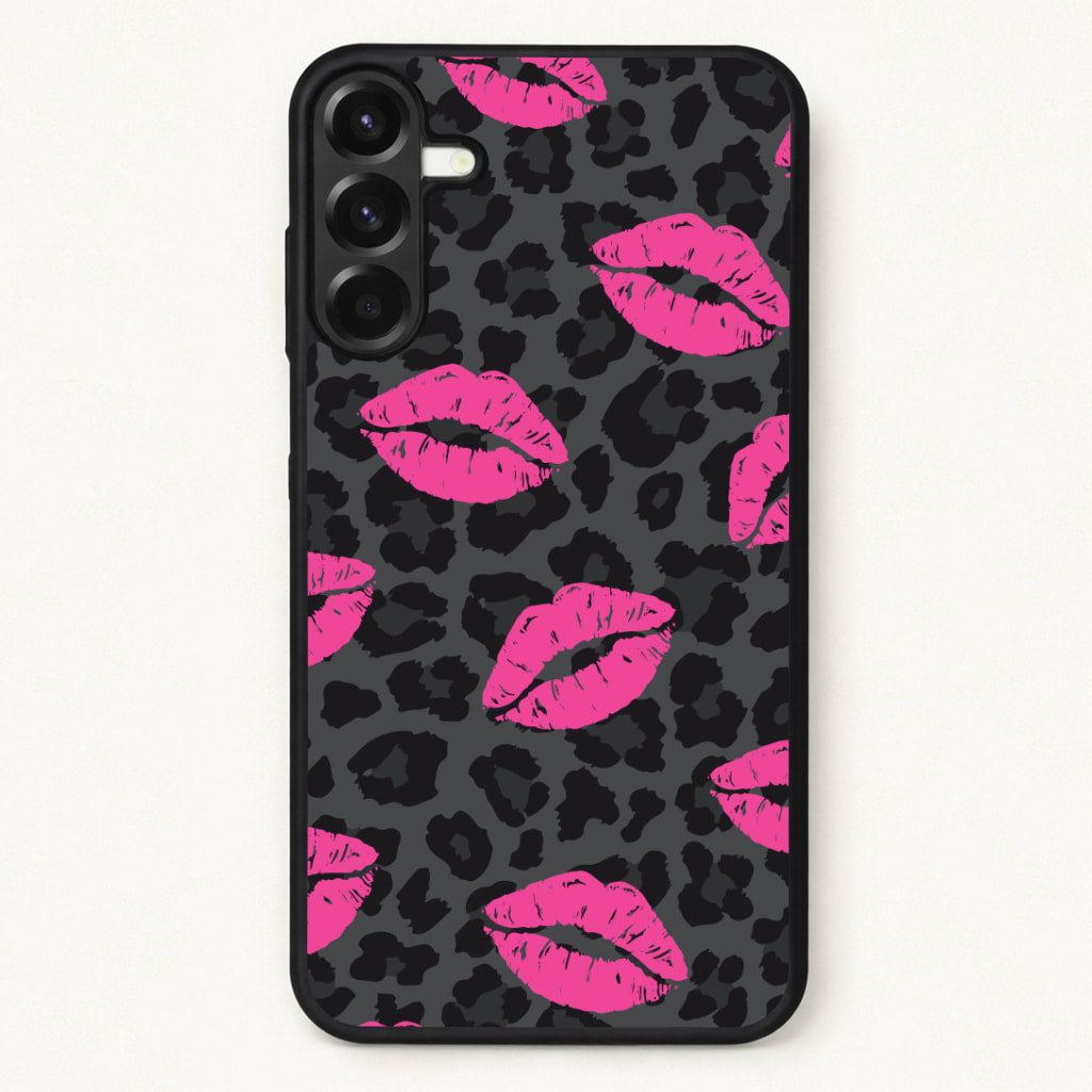 Pink Lipstick Cheetah Print Phone Case for Galaxy A37