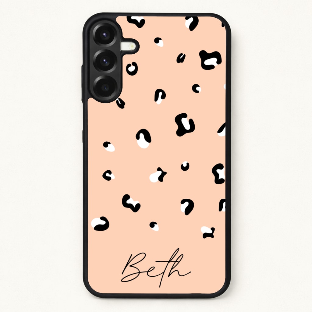 Personalised Name Cheetah Print Phone Case for Galaxy A57