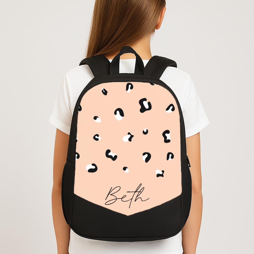 Personalised Name Cheetah Print Backpack