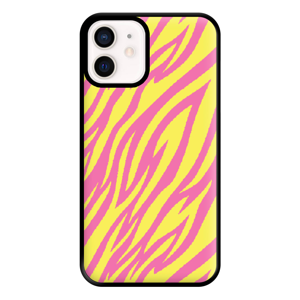 Neon Zebra Print Phone Case for iPhone 13 Mini