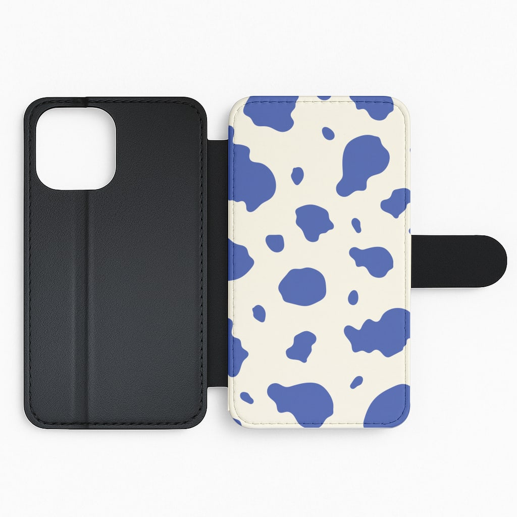 Blue Cow Print Flip Phone Case