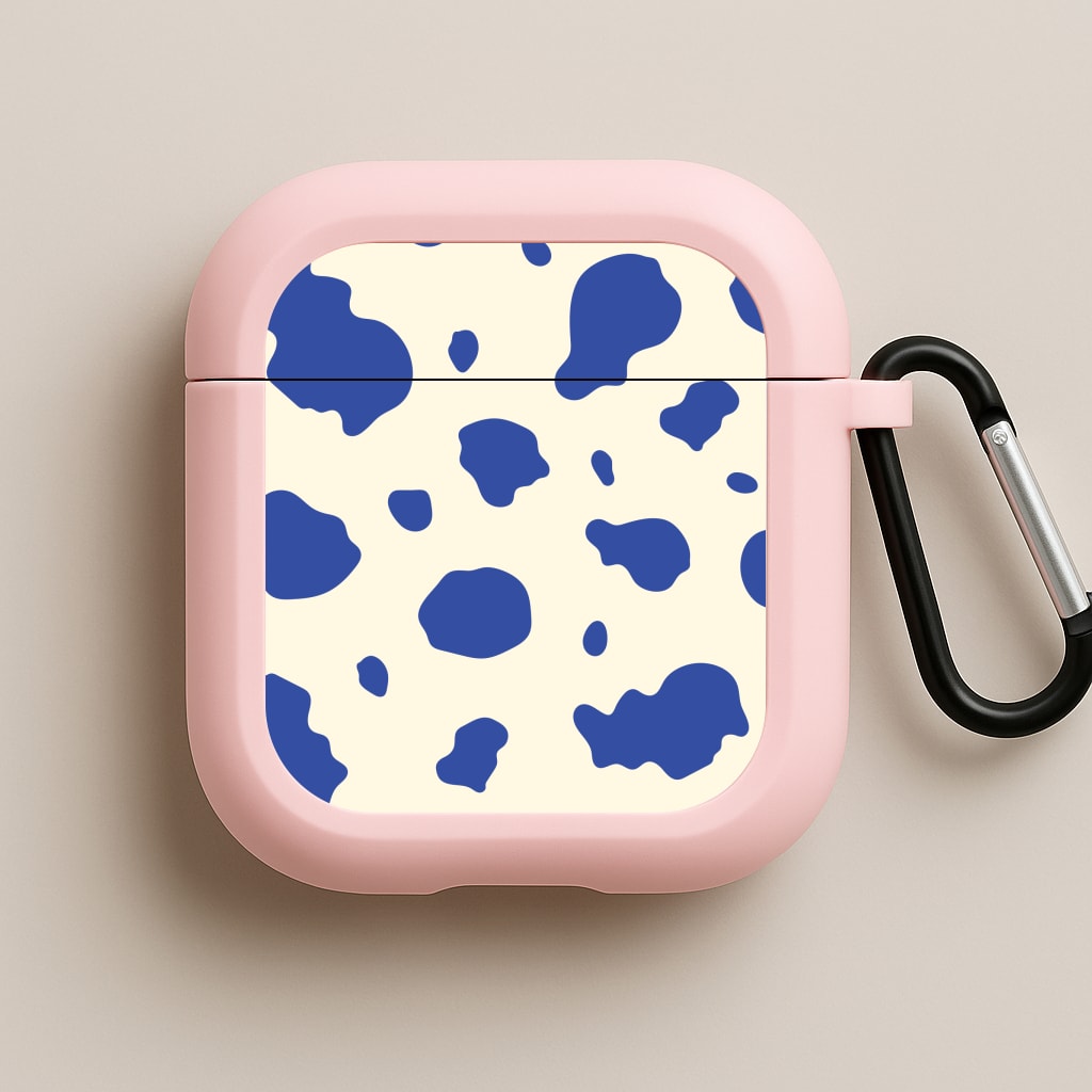 Blue Cow Print Pink AirPods Case