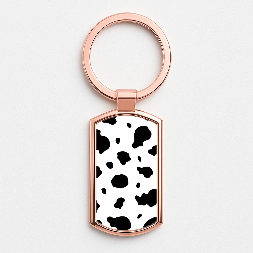 Cow Print 2 Rose Gold Keyring