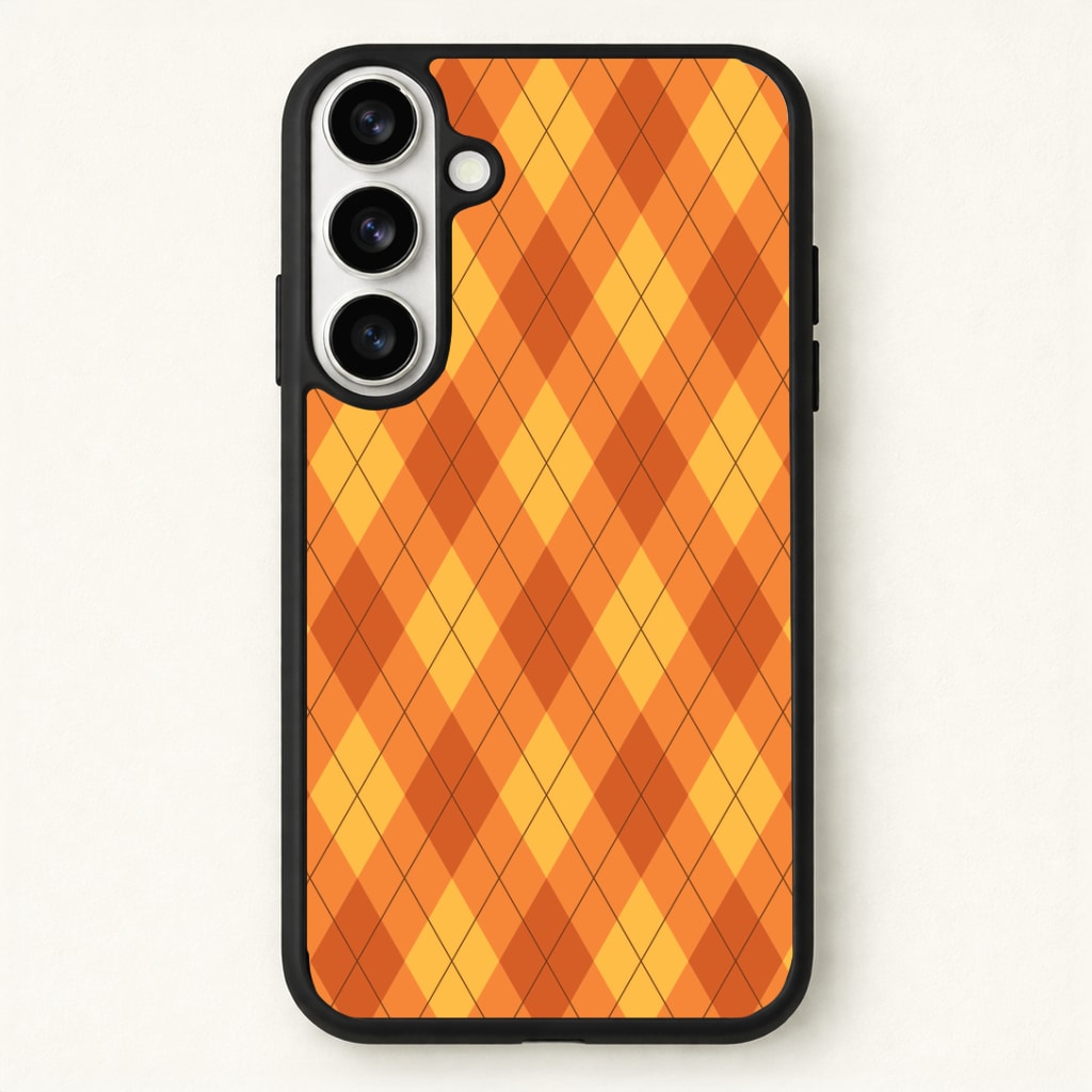 Orange Argyle Pattern Phone Case for Galaxy S26