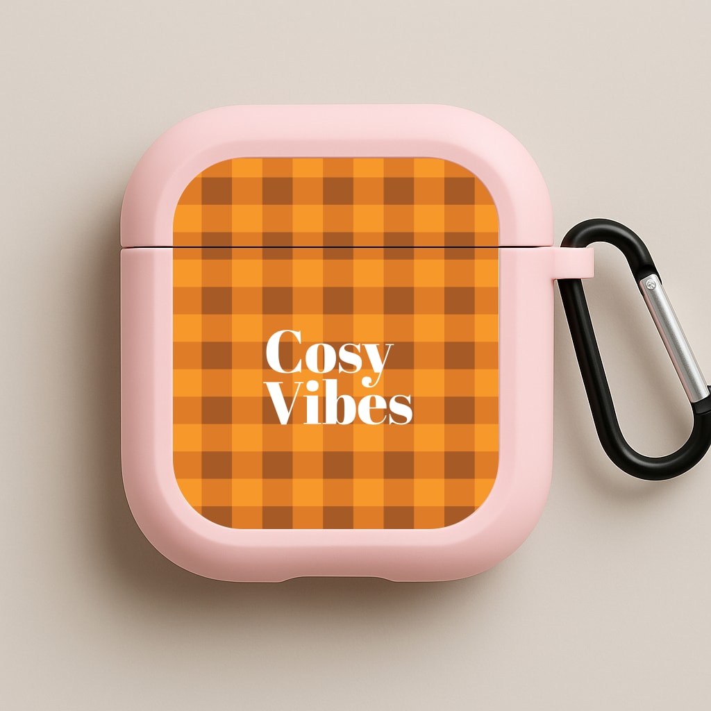 Checkered Cosy Vibes Pink AirPods Case