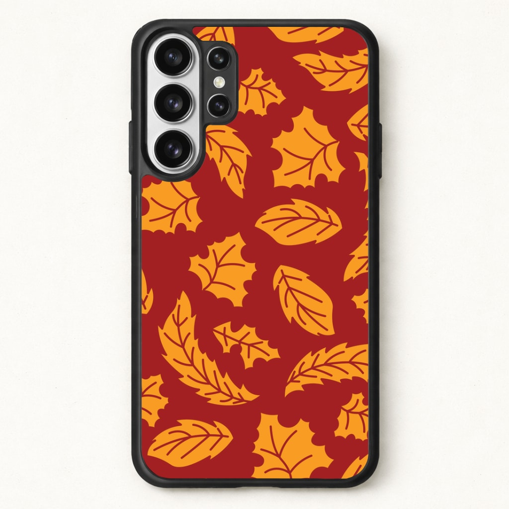 Orange Leaves Pattern Phone Case for Galaxy S26 Ultra