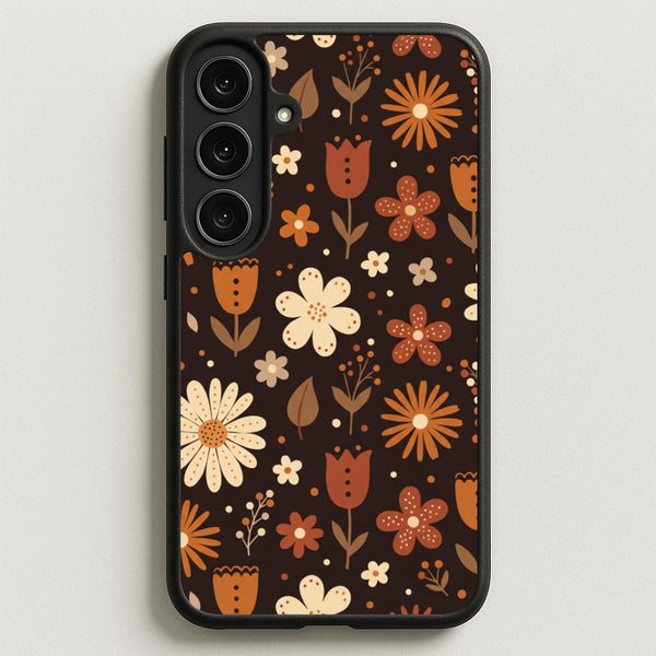 Espresso Folk Blooms Phone Case - Galaxy S25FE / Standard