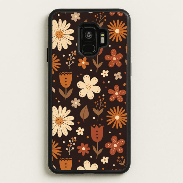 Espresso Folk Blooms Phone Case - Galaxy S9 / Standard