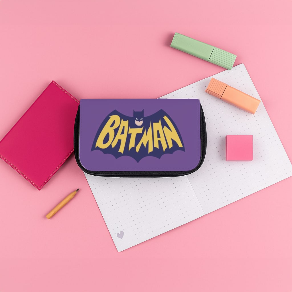 Bat Superhero Purple Logo Pencil Case