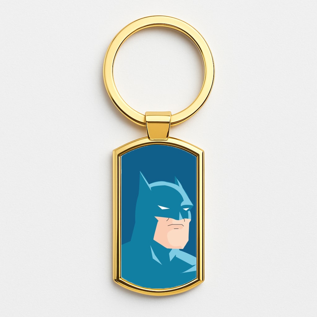 Blue Bat Superhero Gold Keyring