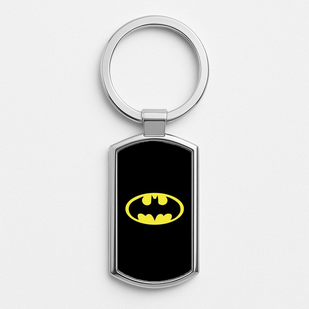 Black Bat Superhero Logo Silver Keyring