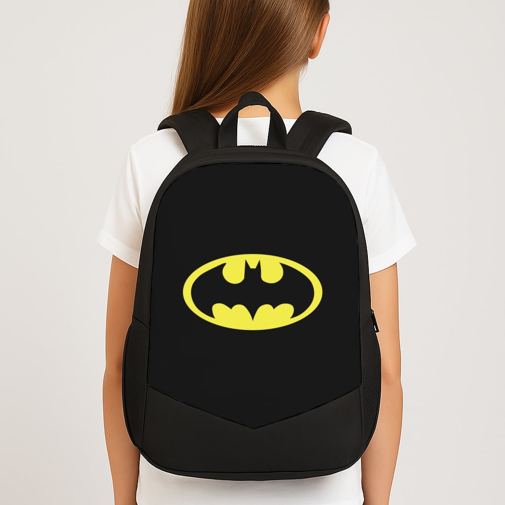 Black Bat Superhero Logo Large School Bag