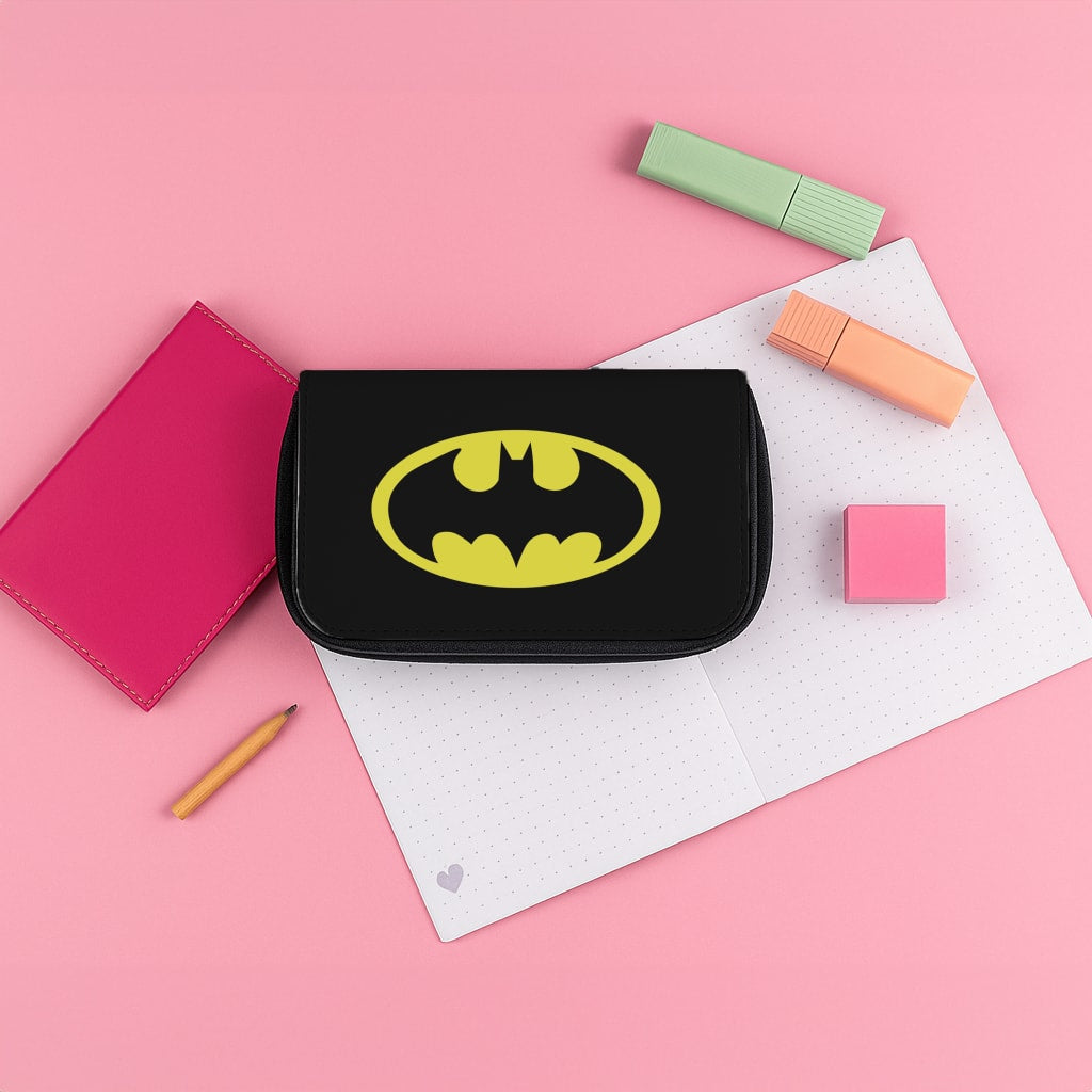 Black Bat Superhero Logo Pencil Case