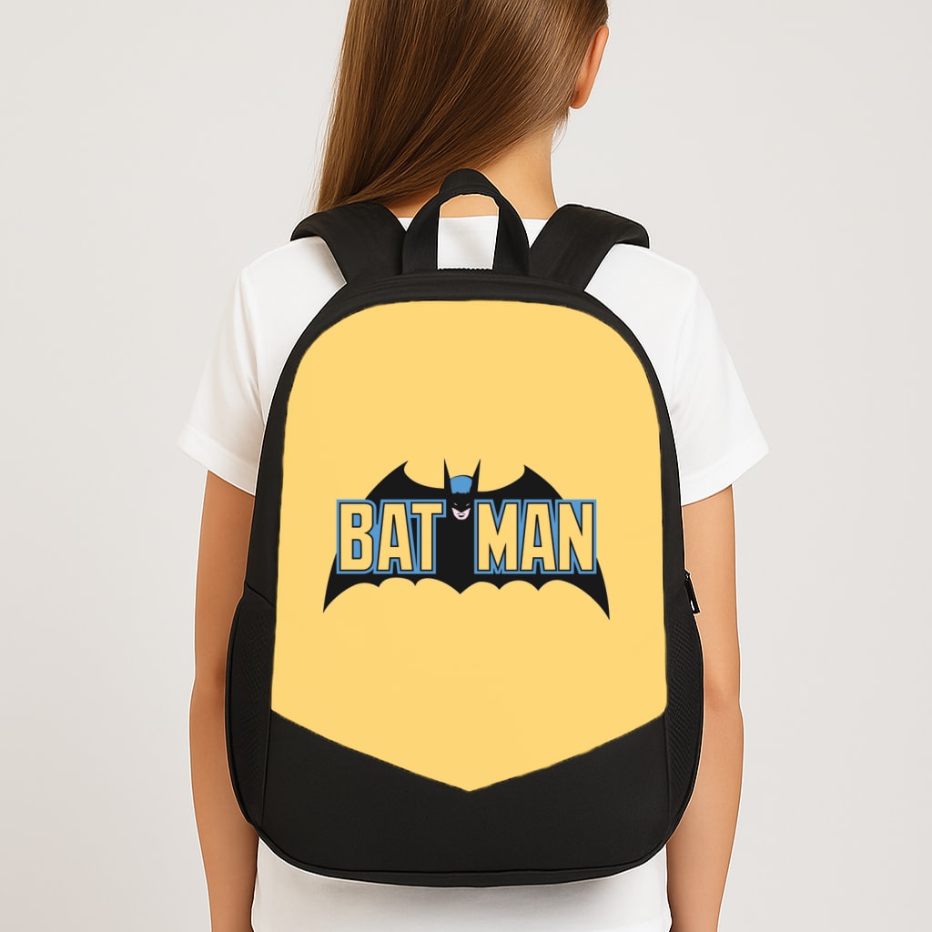 Yellow Bat Superhero Logo Large School Bag