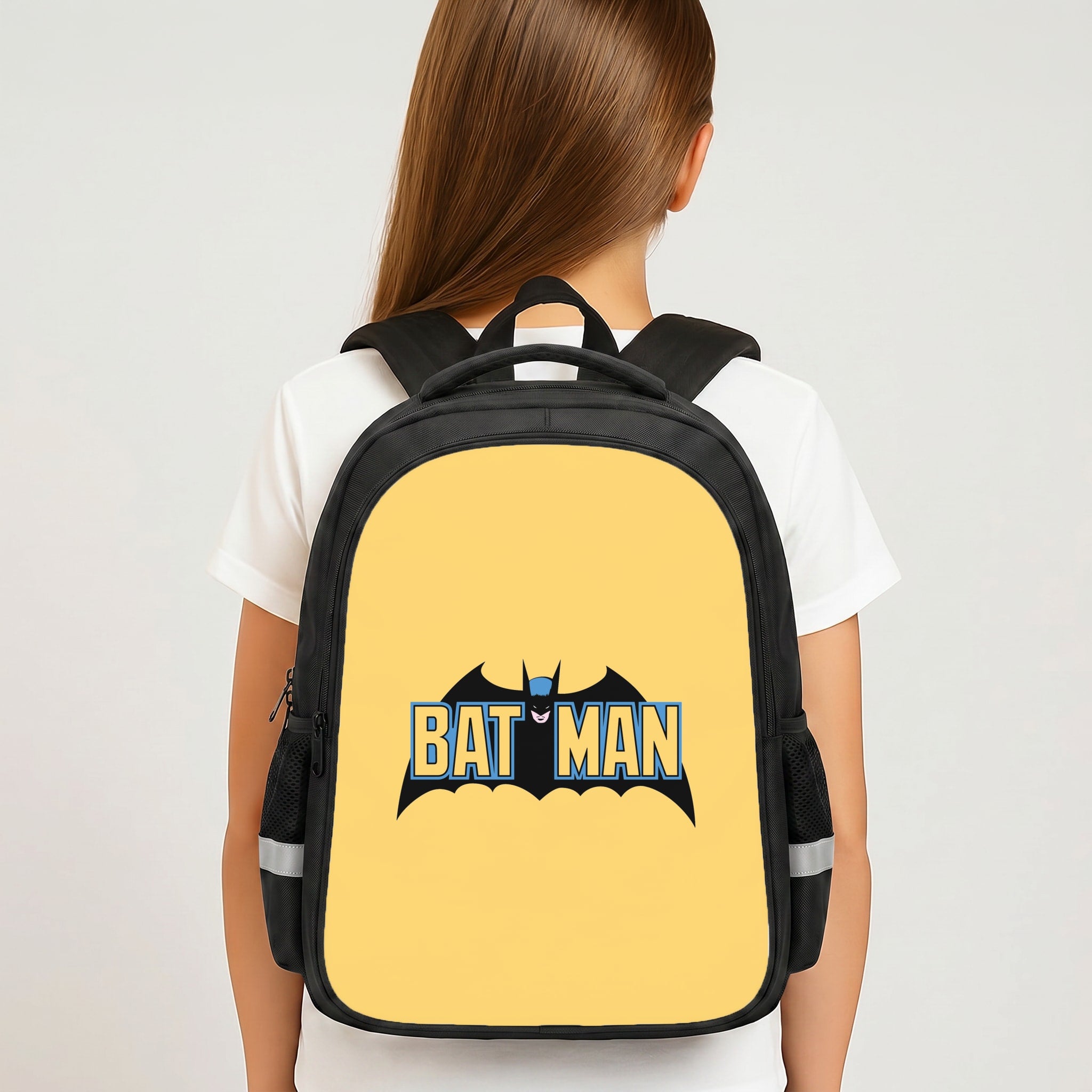 Yellow Bat Superhero Logo Backpack