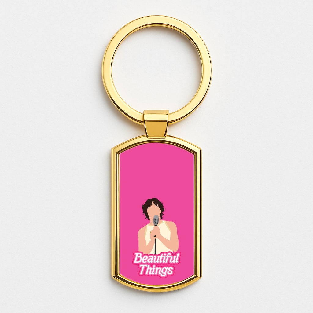 Neon Pink Beautiful Things Gold Keyring