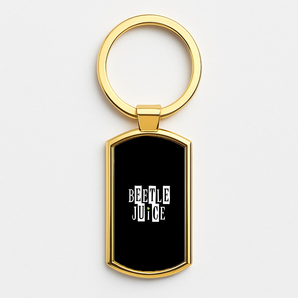 Text - Beetle Halloween Gold Keyring