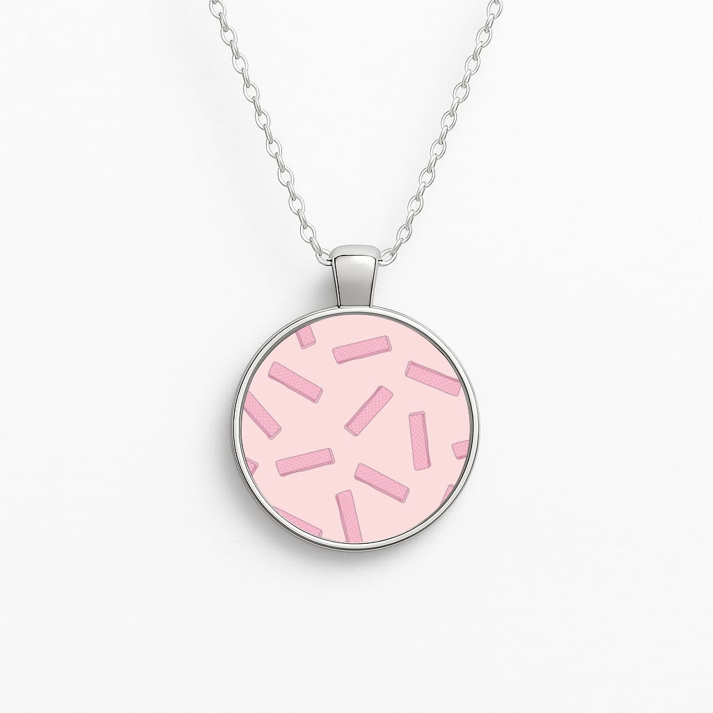 Pink Waffers - Biscuits Patterns Circle Necklace