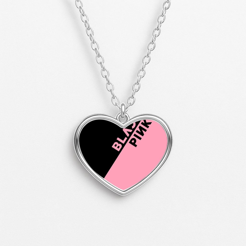 Diagonal Girl K-Pop Band Logo Heart Necklace