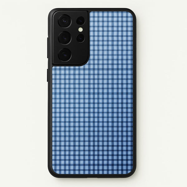 Back to Casics - Blue Gingham Weave Phone Case - Galaxy S21 Ultra / Standard
