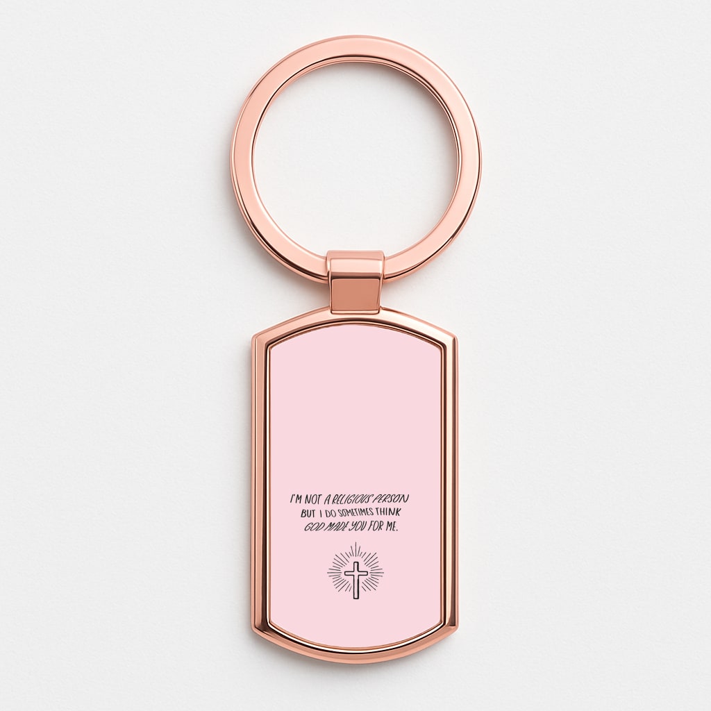I'm Not A Religious Person Rose Gold Keyring