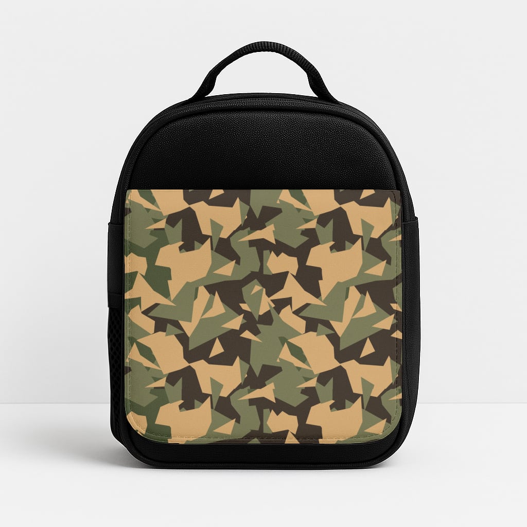 Green Geo Camo Lunchbox - Black