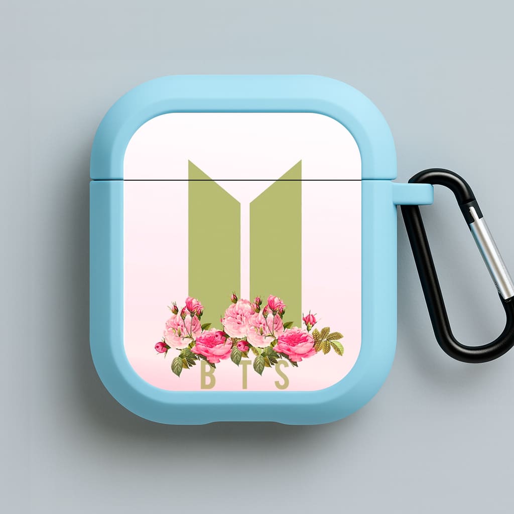 Pink Ombre K-Pop Band Logo Blue AirPods Case