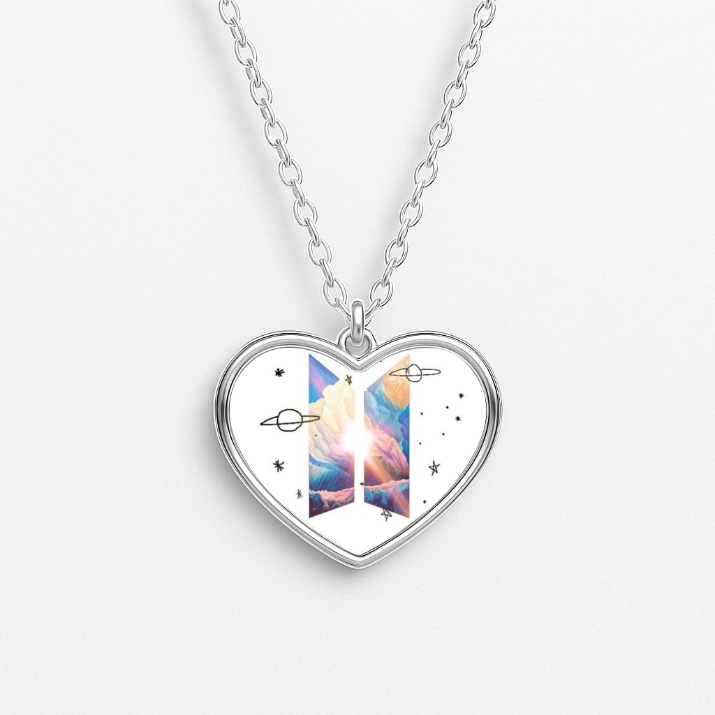 Space K-Pop Band Logo Heart Necklace