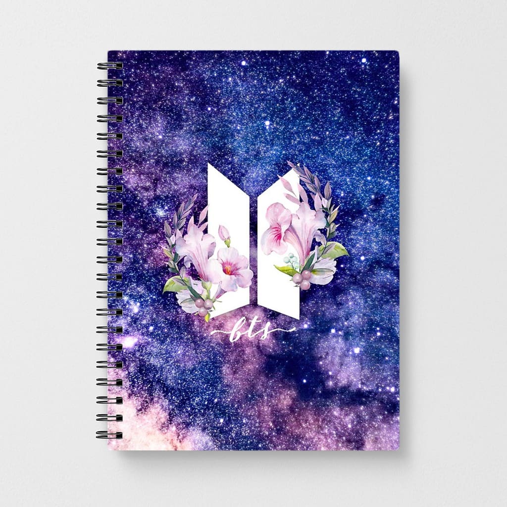 Galaxy Floral BTS Logo Notebook - Fun Cases
