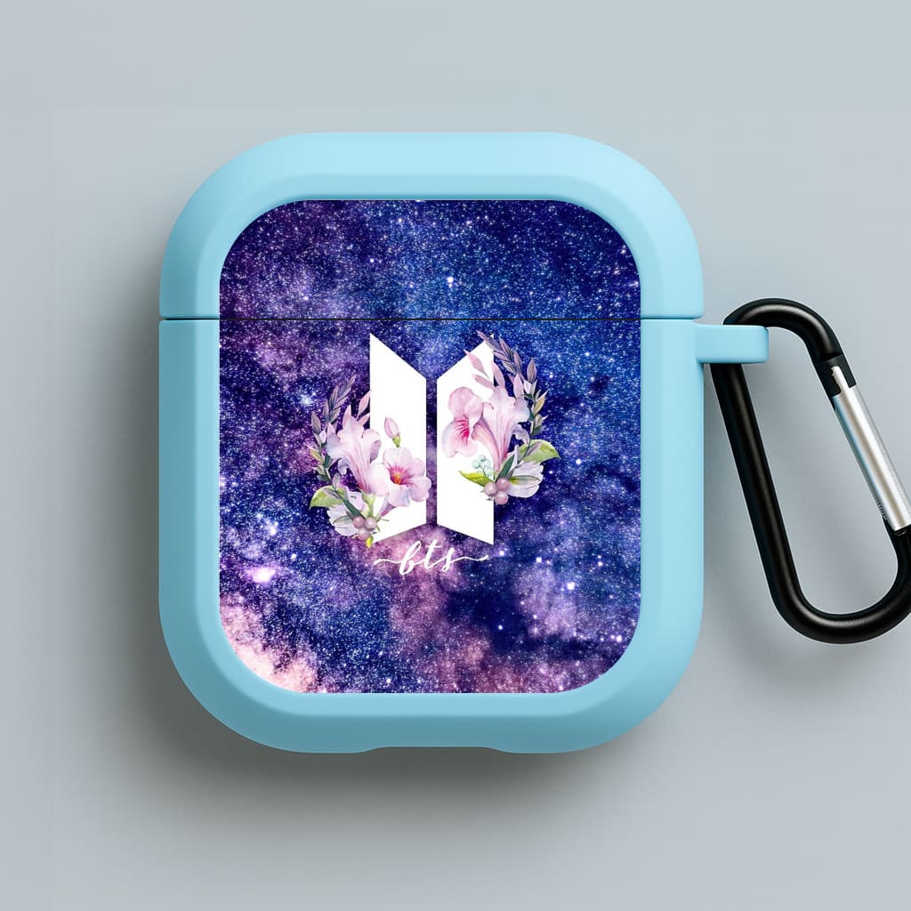 Galaxy Floral K-Pop Band Logo Blue AirPods Case