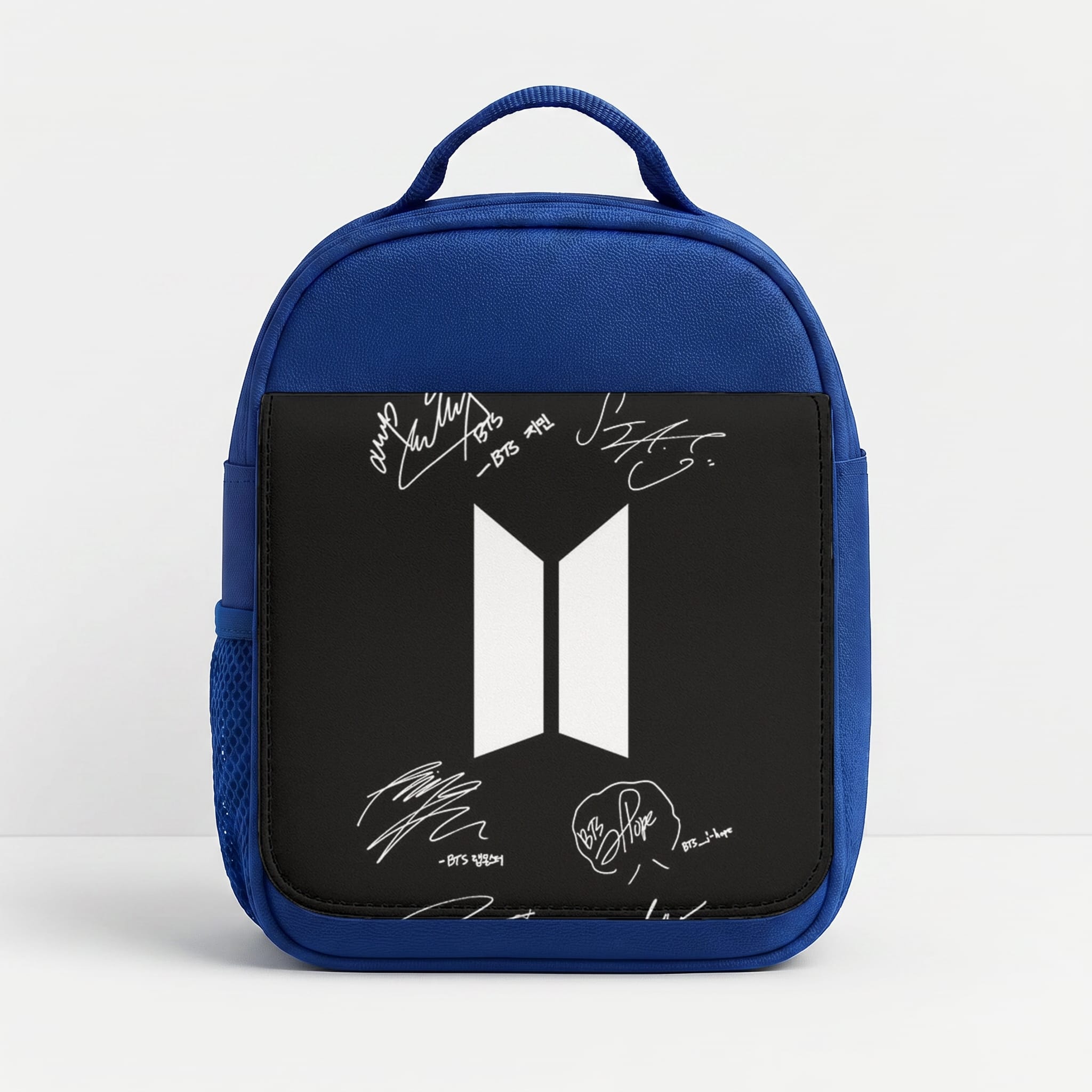 Black K-Pop Band Logo and Signatures Lunchbox - Blue
