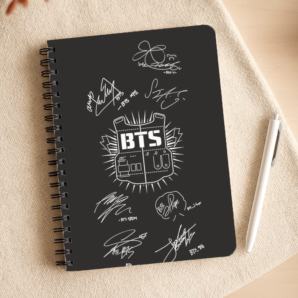 Black K-Pop Band Army Logo and Signatures Notepad