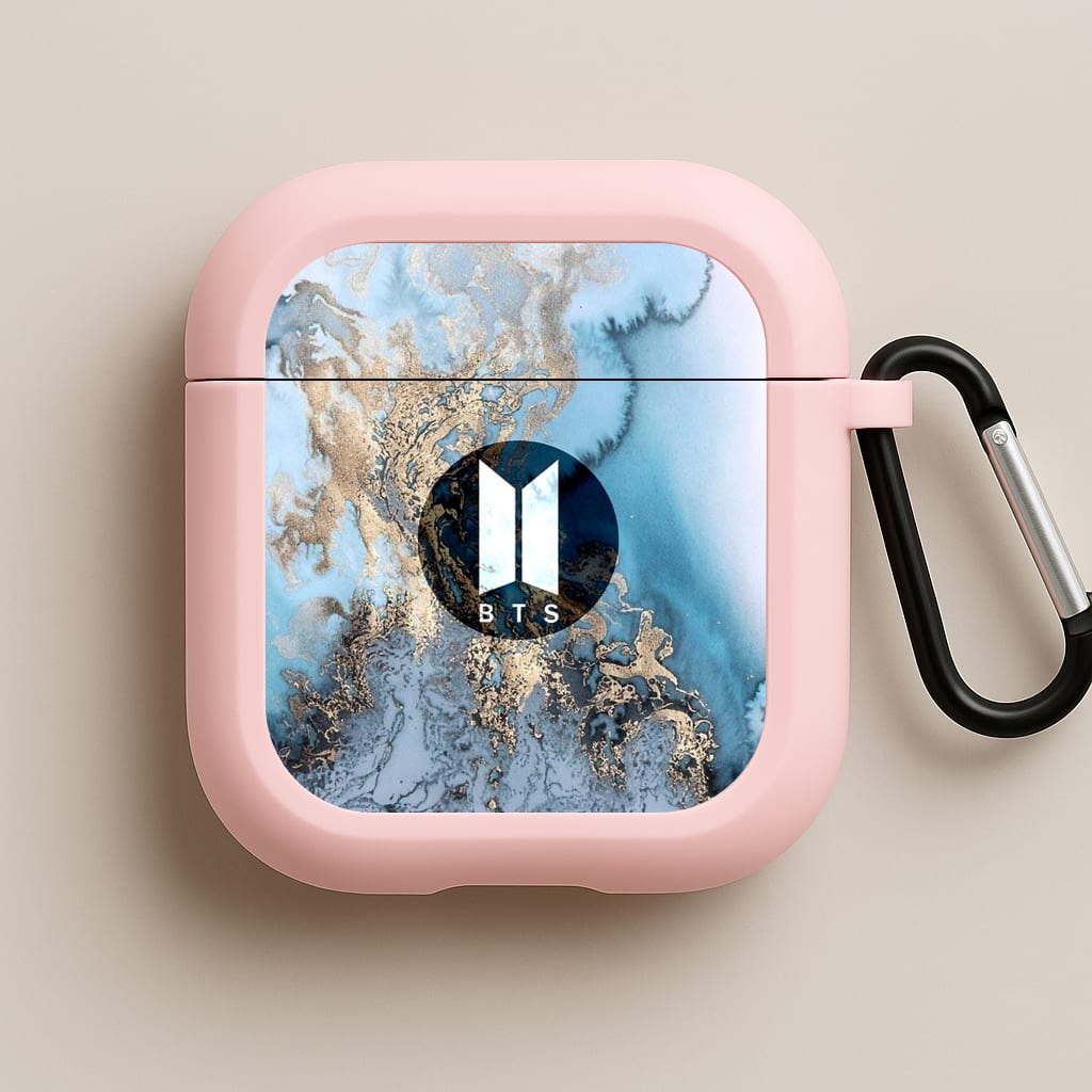 K-Pop Band Logo Marble Pink AirPods Case