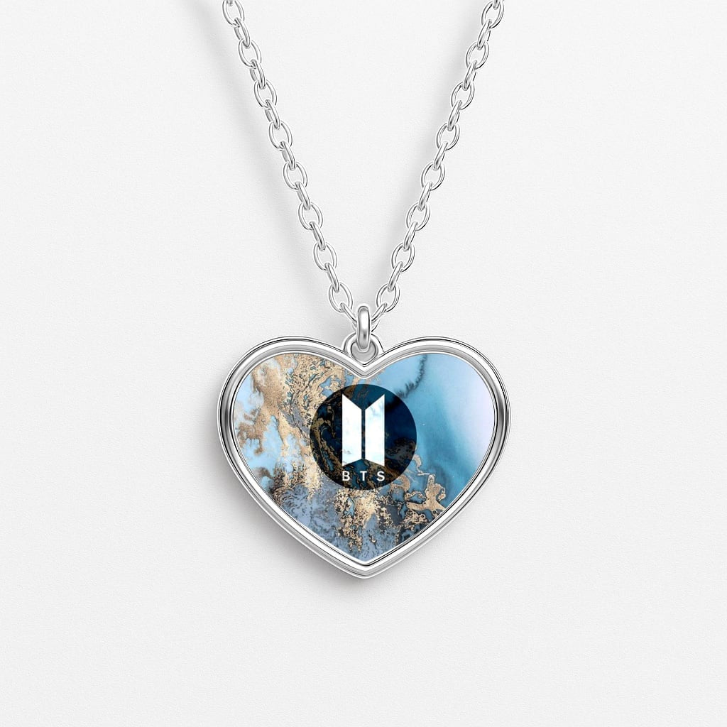 K-Pop Band Logo Marble Heart Necklace