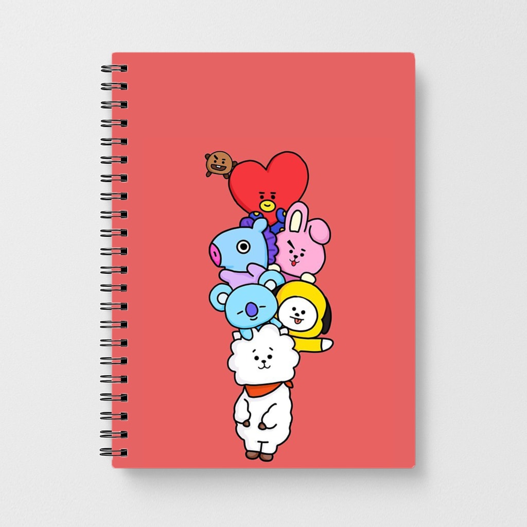 Red BT21 - RJ, Mang, Koya, Chimmy, Cooky, Shooky, Tata - BTS Notebook