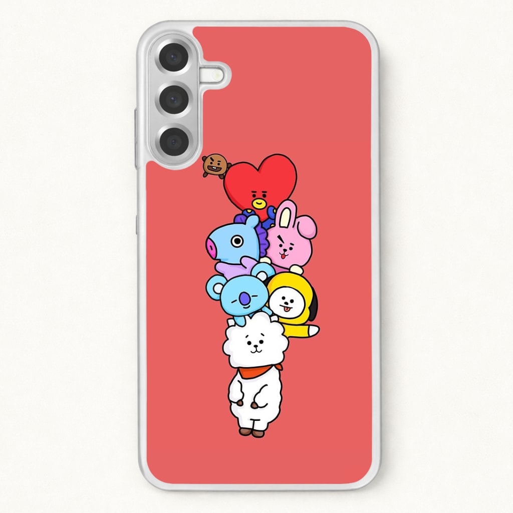 Red BT21 - RJ, Mang, Koya, Chimmy, Cooky, Shooky, Tata - K Pop Phone Case for Galaxy A17