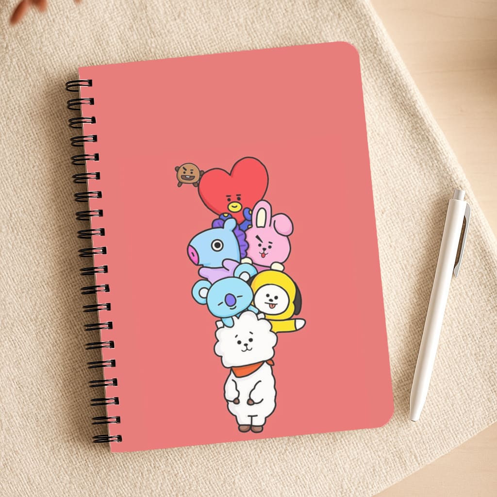 Red BT21 - RJ, Mang, Koya, Chimmy, Cooky, Shooky, Tata - K Pop Notepad