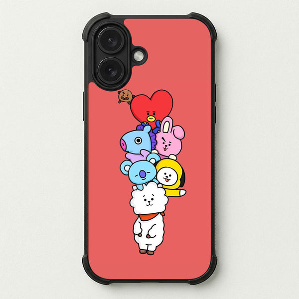 Red BT21 - RJ, Mang, Koya, Chimmy, Cooky, Shooky, Tata - K Pop Phone Case — Bumper case