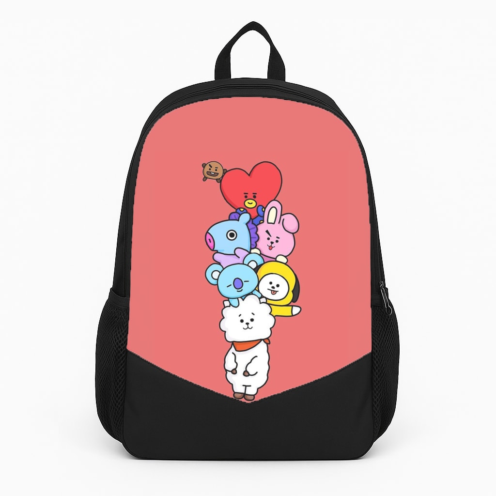 Red BT21 - RJ, Mang, Koya, Chimmy, Cooky, Shooky, Tata - K Pop Backpack