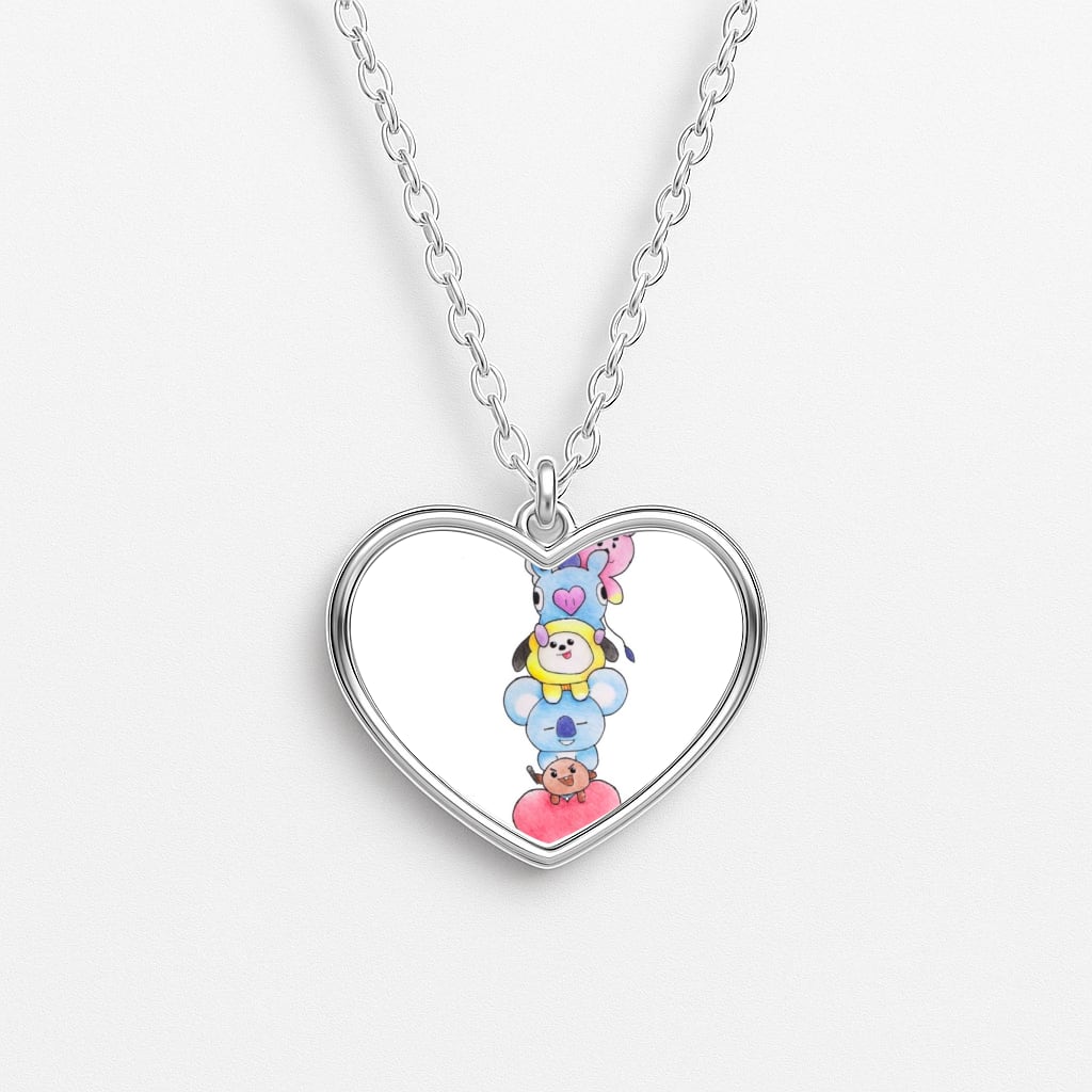 K-Pop Band BT21 Drawing Heart Necklace