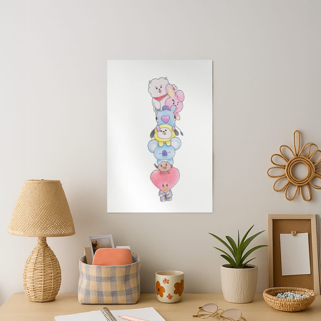 K-Pop Band BT21 Drawing Art Print
