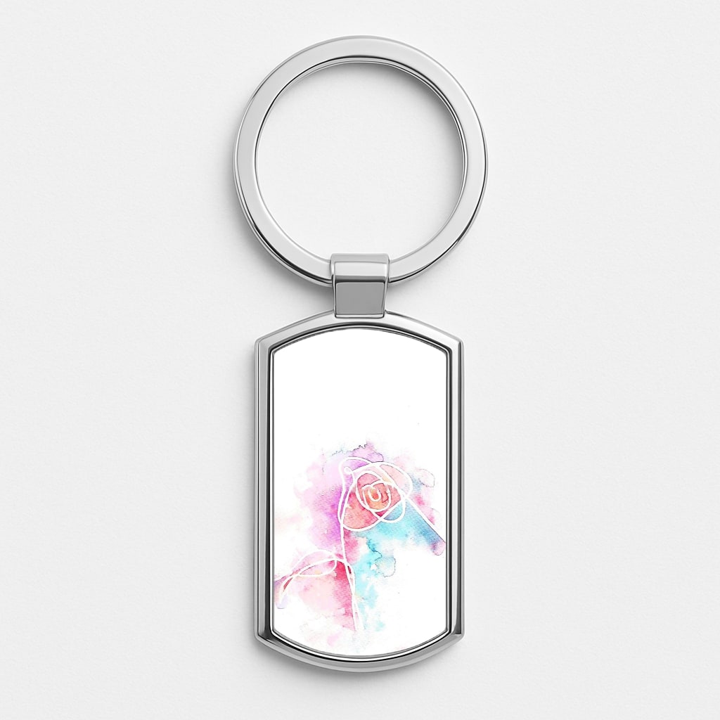 K-Pop Band Love Yourself Watercolour Painting Silver Keyring