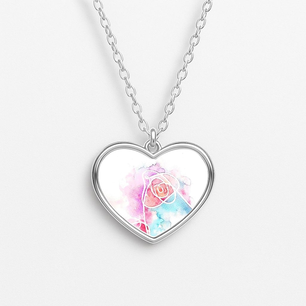 K-Pop Band Love Yourself Watercolour Painting Heart Necklace