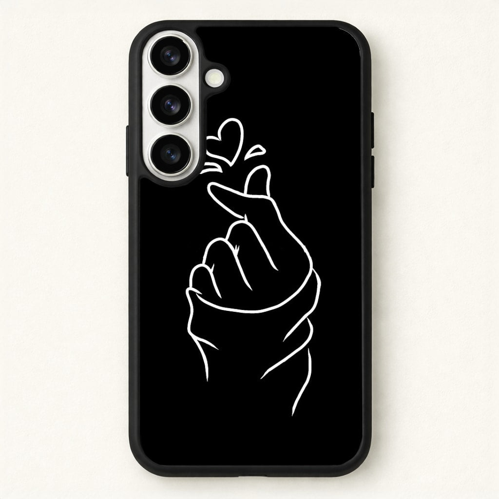 Cute Heart Finger Snap Black Phone Case for Galaxy S26