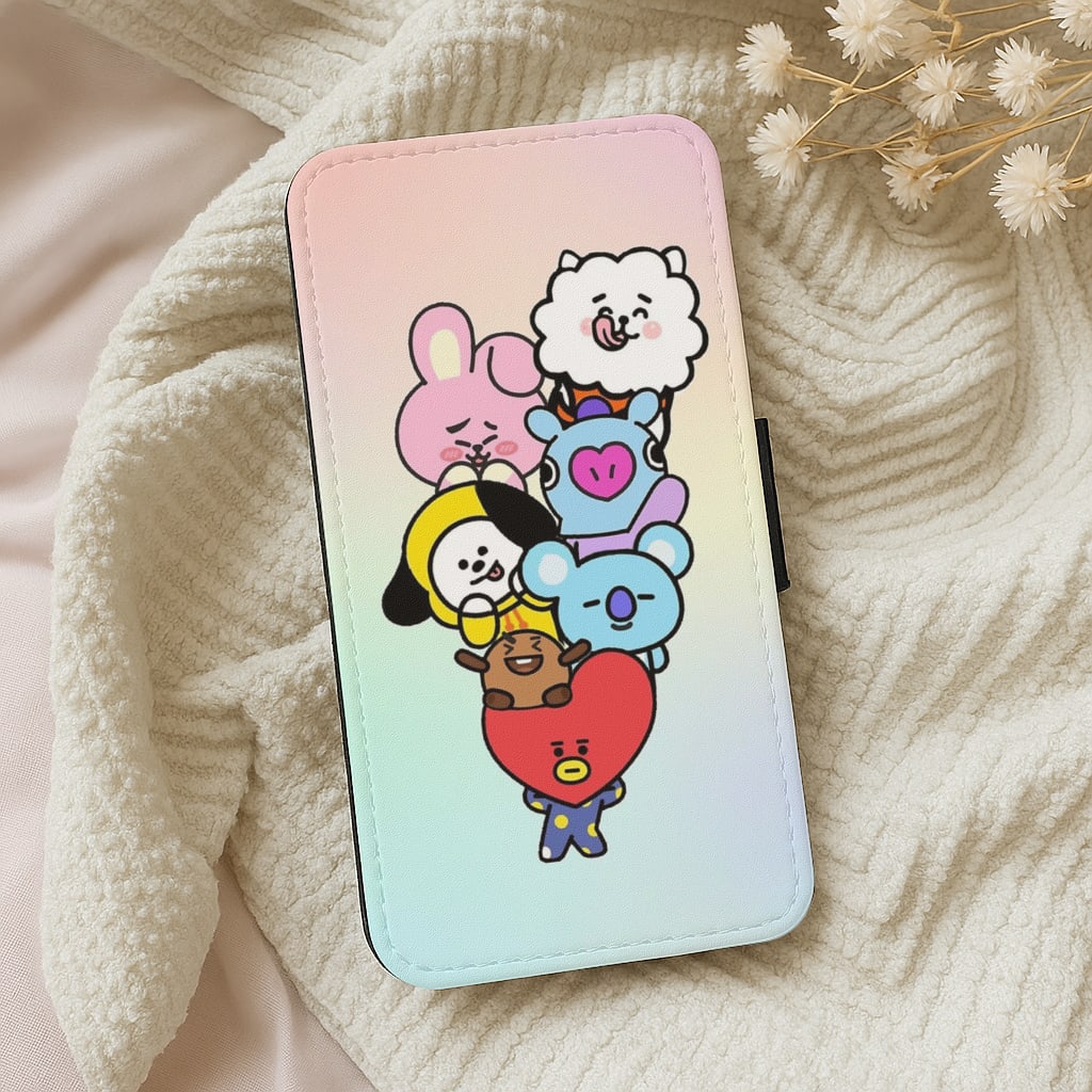 Pastel BT21 - K Pop Flip Wallet Phone Case