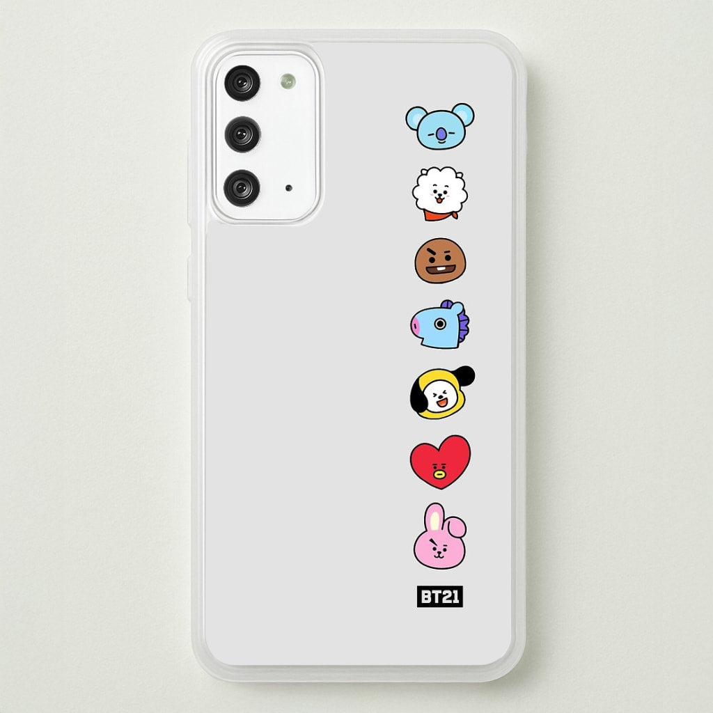 BT21 Vertical Faces - K Pop Phone Case for Galaxy Note 20 - BTS-028-N20