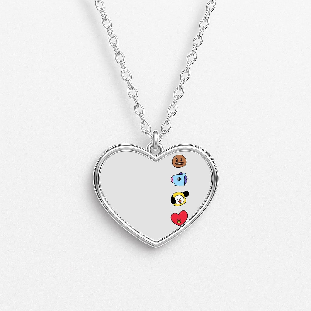 BT21 Vertical Faces - K Pop Heart Necklace