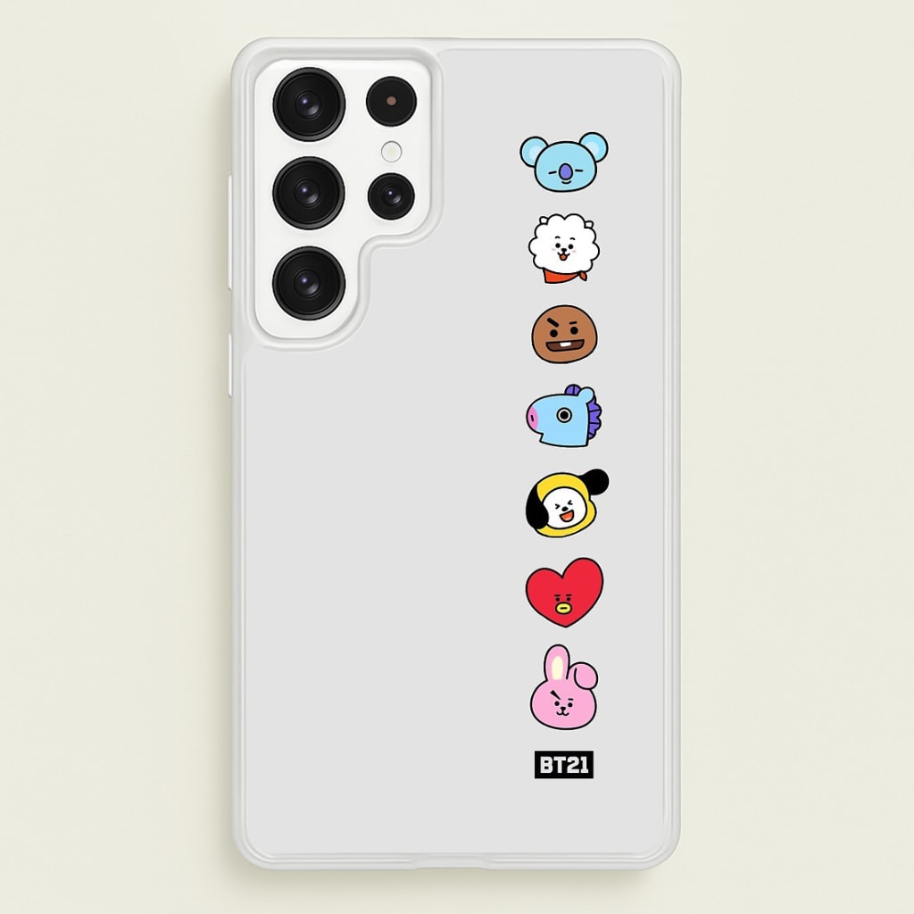 BT21 Vertical Faces - K Pop Phone Case for Galaxy S23 Ultra - BTS-028-S23Ultra
